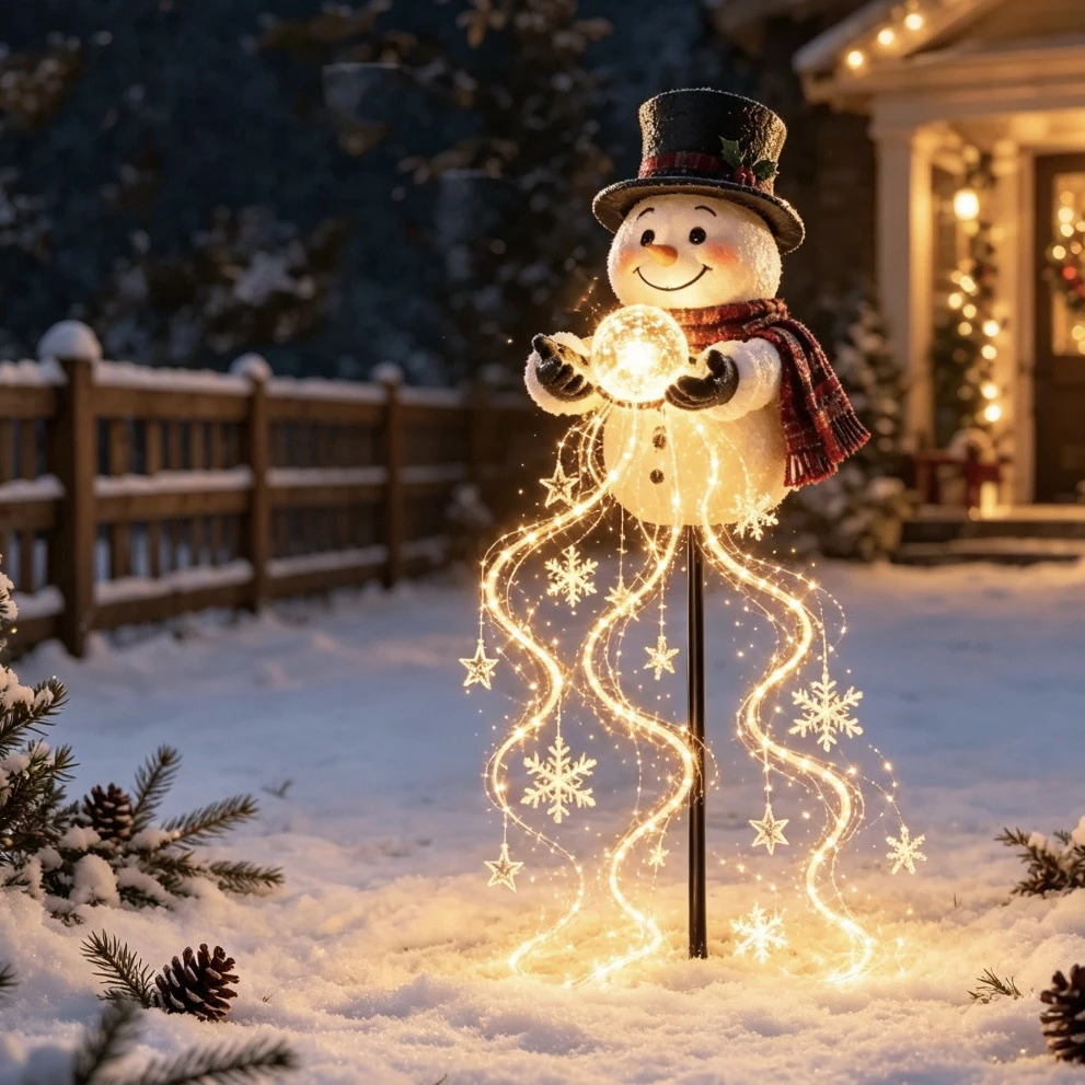 Animated Garden Stake Light Flowing Snowflake Outdoor Christmas Decoration Christmas Garden Stake Light Outdoor For Outdoor