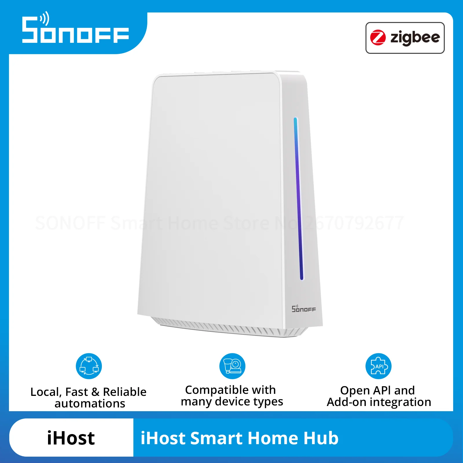 

SONOFF iHost Smart Home Hub Zigbee Gateway Compatible Wi-Fi LAN Devices Open API automations Local Private Server Scene Linkage