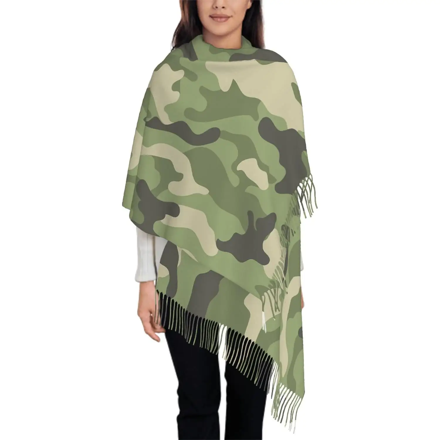 

Шарф большого размера для женщин, восхитительные собачки, шарф для бульдога, шарфы с кисточками, осенне-зимняя шаль, подарки, повседневные путешествия, офис