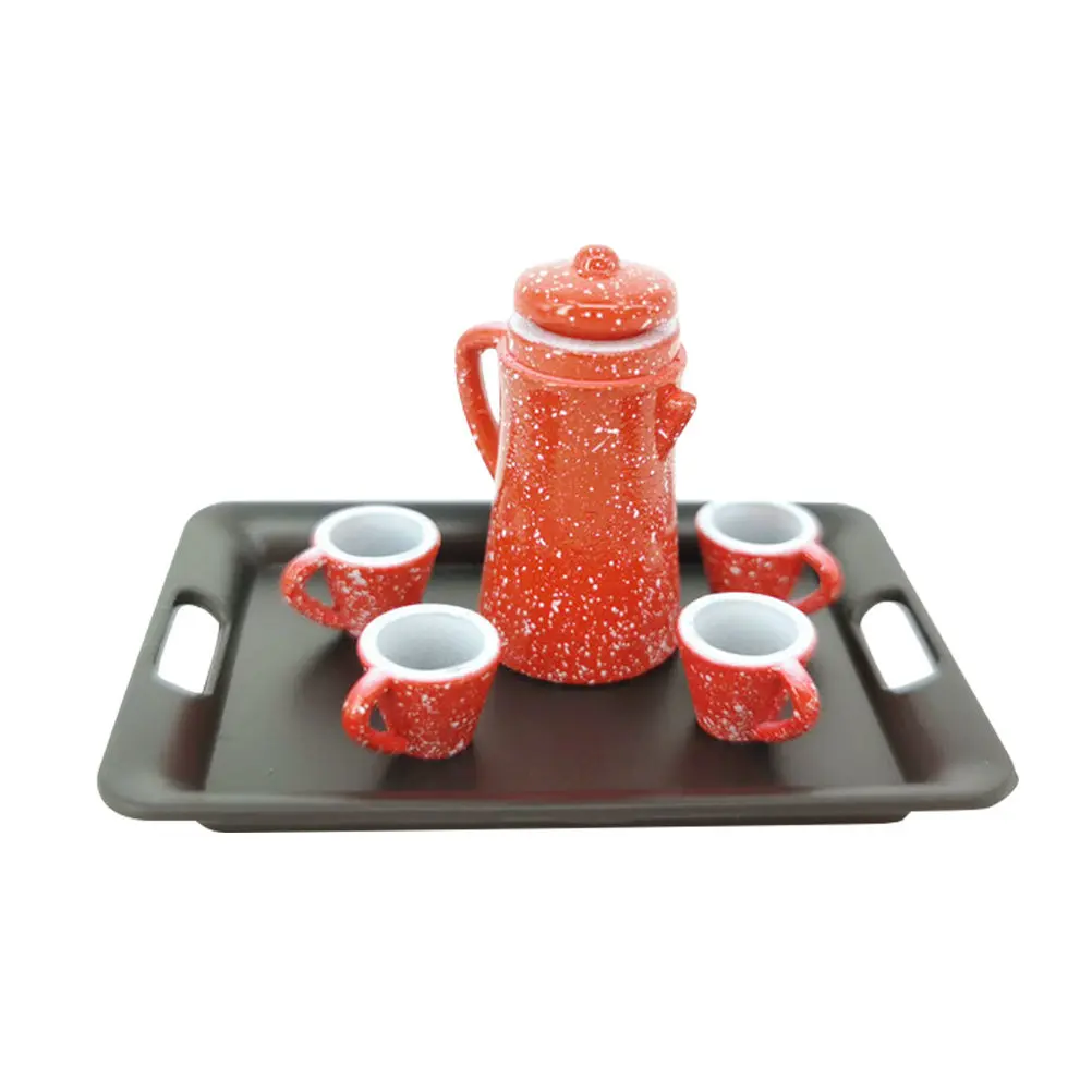 

1Set Mini Teapot and Cups Fairy House Accessory Exquisite Alloy Small House Storage Rack Unique Lightweight Decorative Ornament