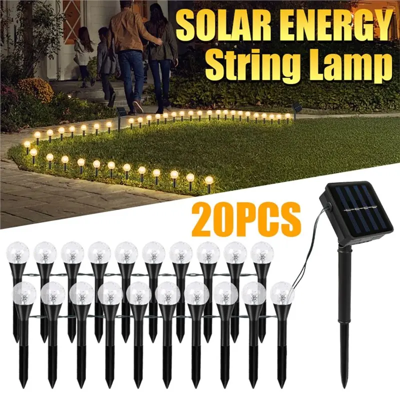 【HAPPY】LED Solar Warm String Light 20 In 1 8 Modes Waterproof For Garden And Courtyard Lighting For Festive Parties Weddings
