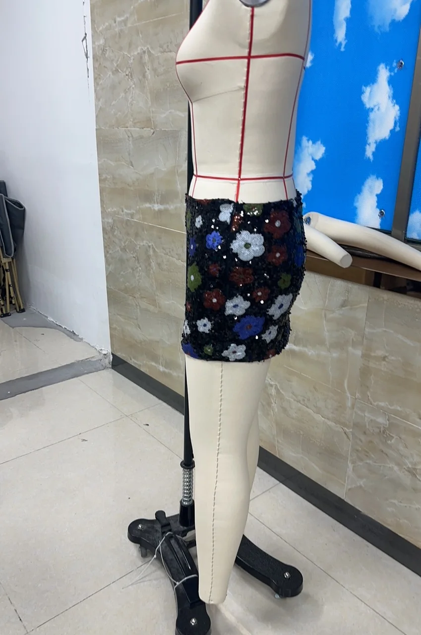 

Women Floral Sequins Mini Skirts Vacation Hip Package Short Skirts Evening Party Lady Beach Skirts Sexy Clubwear