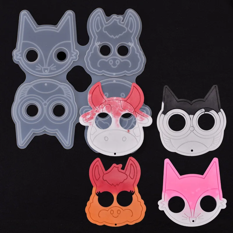 DIY Crystal Epoxy Resin Mold Ring Set Keychain Claw Defense Cat Skeleton Mirror Silicone Mould