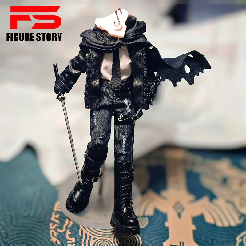 

1/12 scale male dolls clothes leather jacket cloak shirt jeans fit 6'' action figure body model