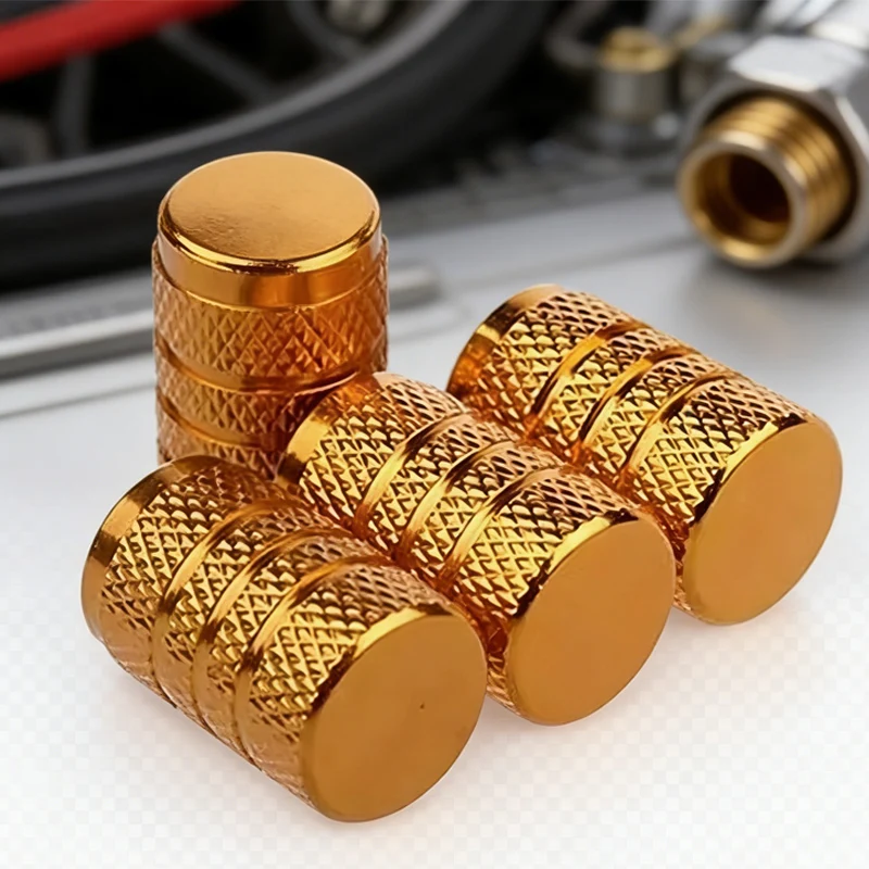 

Dustproof Universal Aluminum Valve Stems Caps - 4-Piece Hub Protectors for Car, Motorcycle & Bicycle Tire Valves