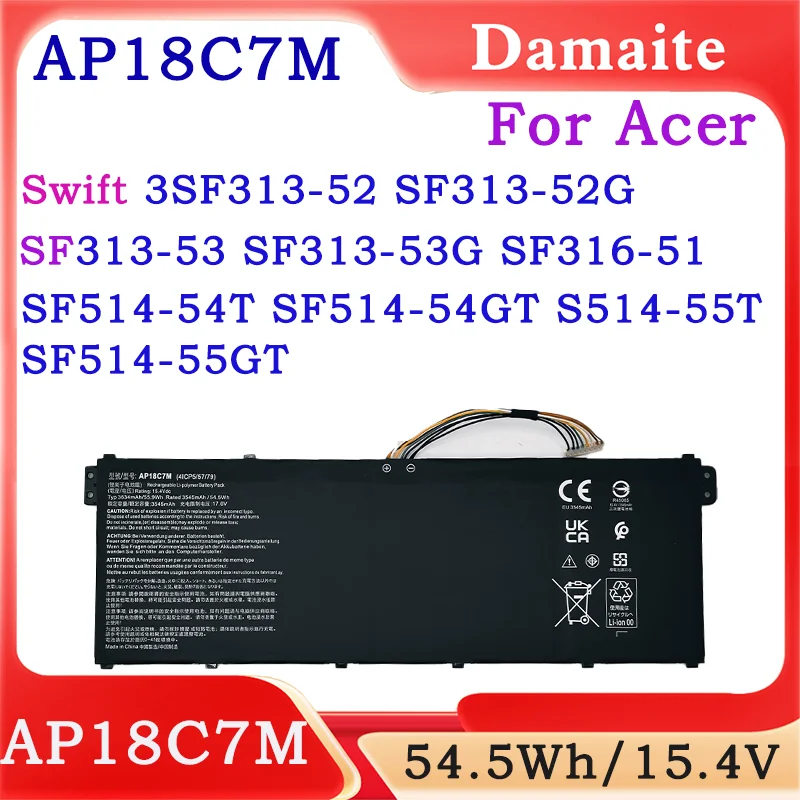 

AP18C7M Factory Battery for Acer Swift 3 SF313-52 SF313-52G SF313-53 SF313-53G SF514-54GT SP513-54N-546V SF313-52 55TA 54G Serie