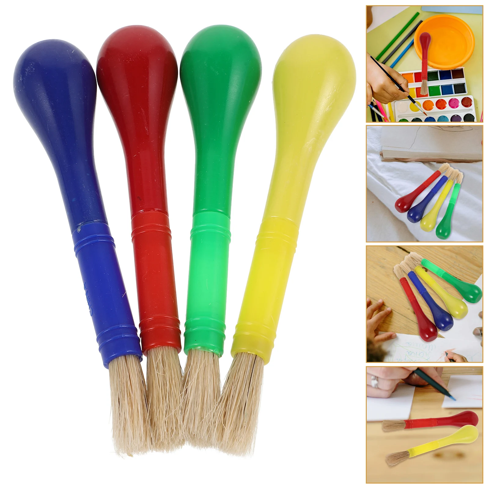 

4 Pcs Nail Children's Drawing Pen Brushes Plastic Thick Kids Small Painting Accessories