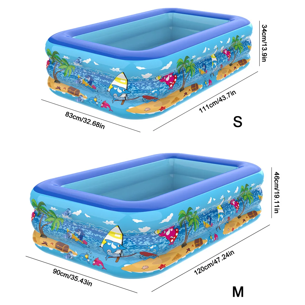 Aufblasbares Schwimmbad, große Familienpools, 120 cm, rechteckig, gerahmt, für Kinder, Schwimmbad, Sommer, Outdoor, Kinder, Baby, Badewannenspielzeug