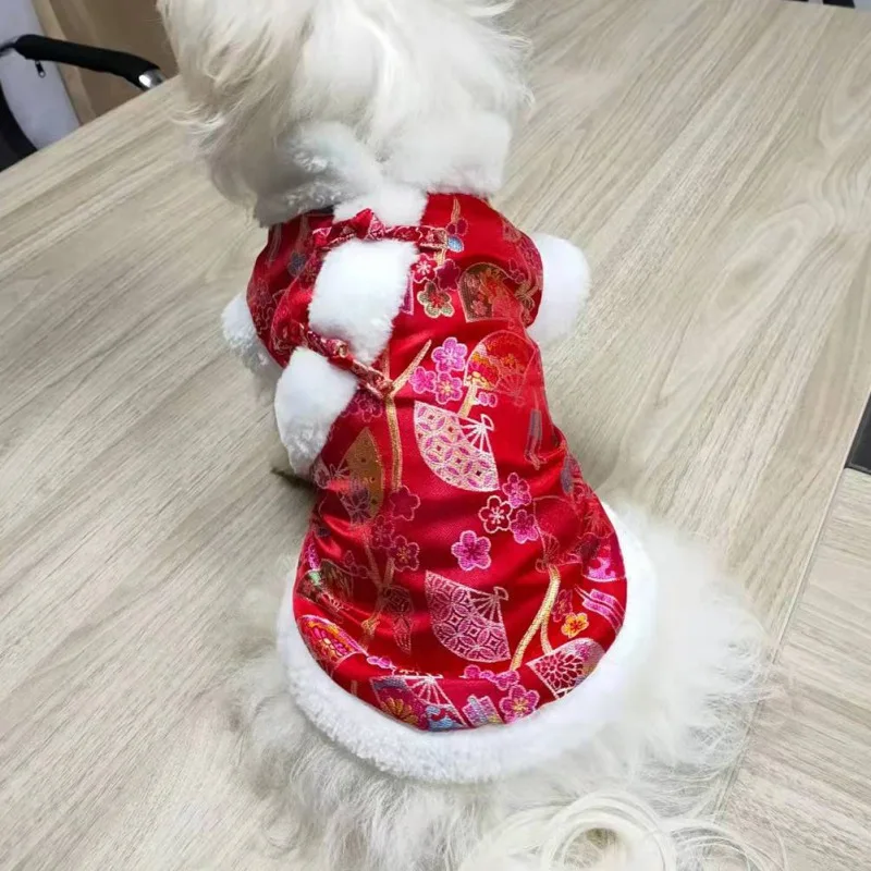 Chinesische Neue Jahr Pet Kleidung Tang Anzug Katze Chihuahua Yorkie Pudel Bichon Schnauzer Hund Mantel Puppy Jacke Hund Kostüm