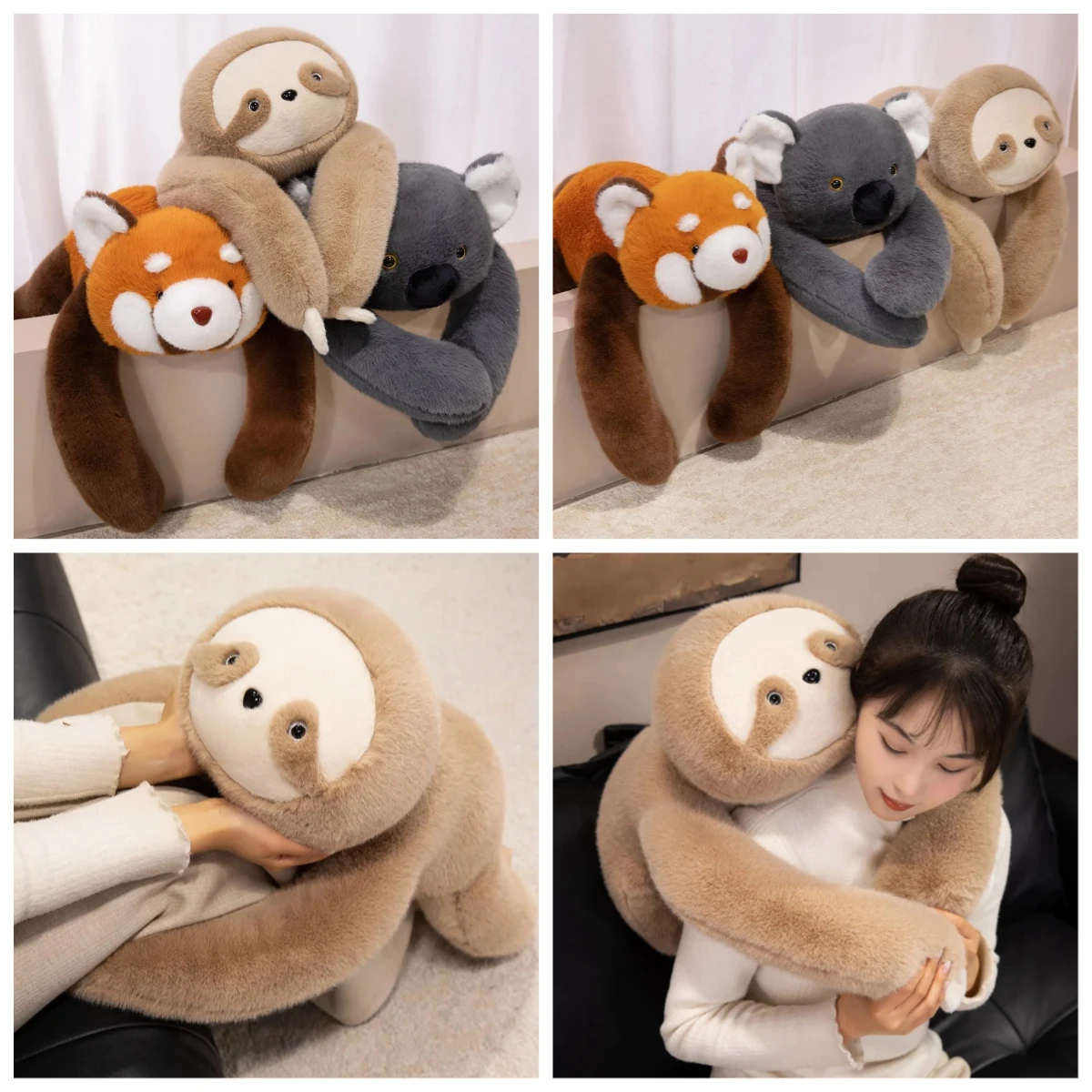 65/75cm Long Arm Weighted Plush Pillow Soft Stuffed Animal Raccoon Koala Bear Sloth Dinosaur Toy Gift For Kids Boys Girls