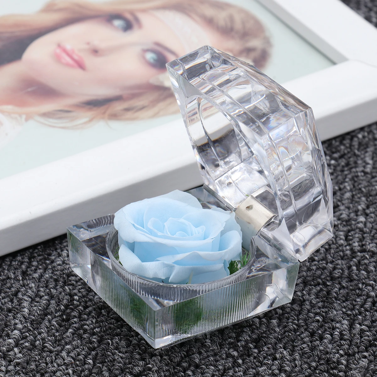 

1pcs Preserved Fresh Rose Glass Dome Flower Gift For Valentine'S Day Wedding Anniversary Birthday Christmas Royalblue Handmade