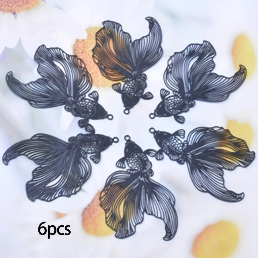 1/5/10/20/50/100pcs Golden/Silvery Color Hollow Out Goldfish Charms Fish Pendants for Jewelry Making Handmade Earrings Bracelet