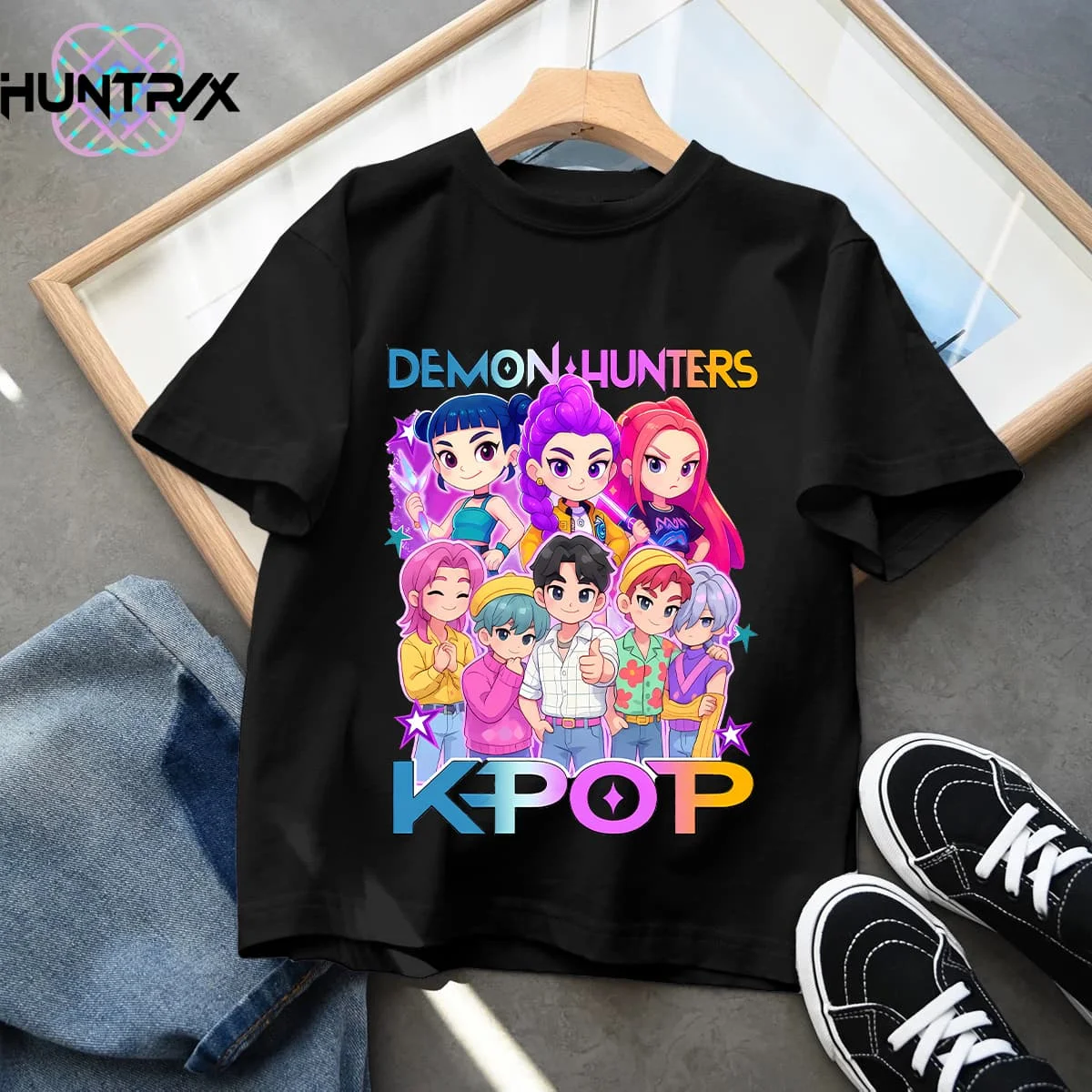Kids Kpop Demon Hunters Children's T Shirt Short Sleeve T-shirt Cute Kpop Demon Hunters Tiger Harajuku Tshirt for Boys Girls