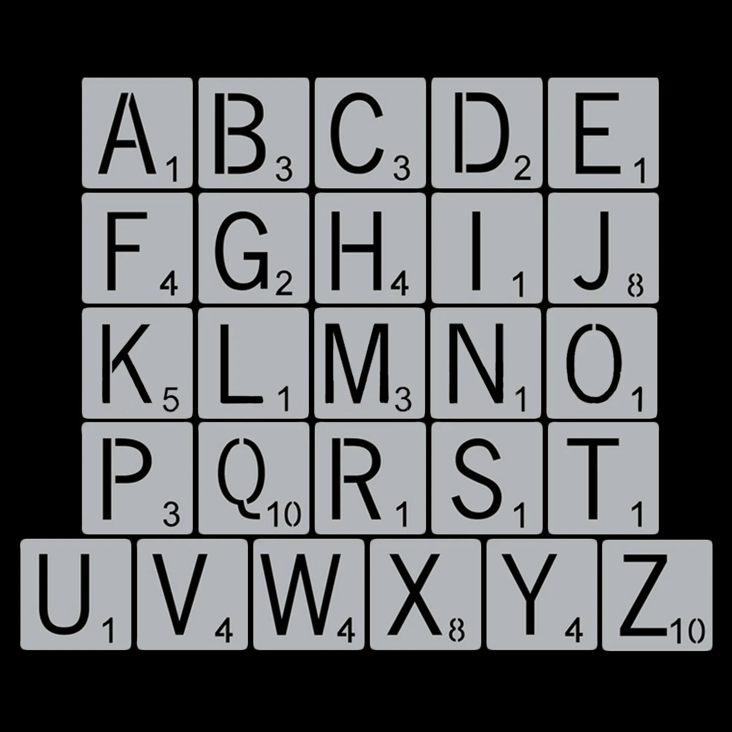 

26PCS Reusable Scrabble Letters Alphabets Stencils Drawing Painting Templates for DIY Craft Home Wall Decoration 4x4inch