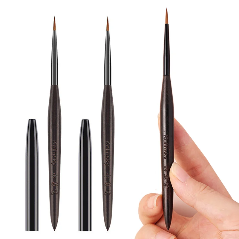 1/2Pc Sandalwood Handle Kolinsky Hair Nail Acrylic Brush UV Gel Carving Pen Brush Liquid Powder DIY Nail Drawing Nail Art Bruses view 3