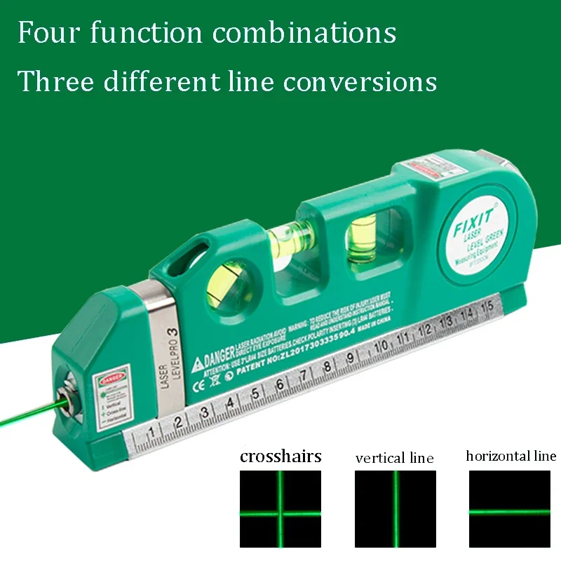 A Convenient Home Laser Level Tool Set, Multi-Functional Standard Laser Level Cross Laser Distance Measurement Band Metric Ruler
