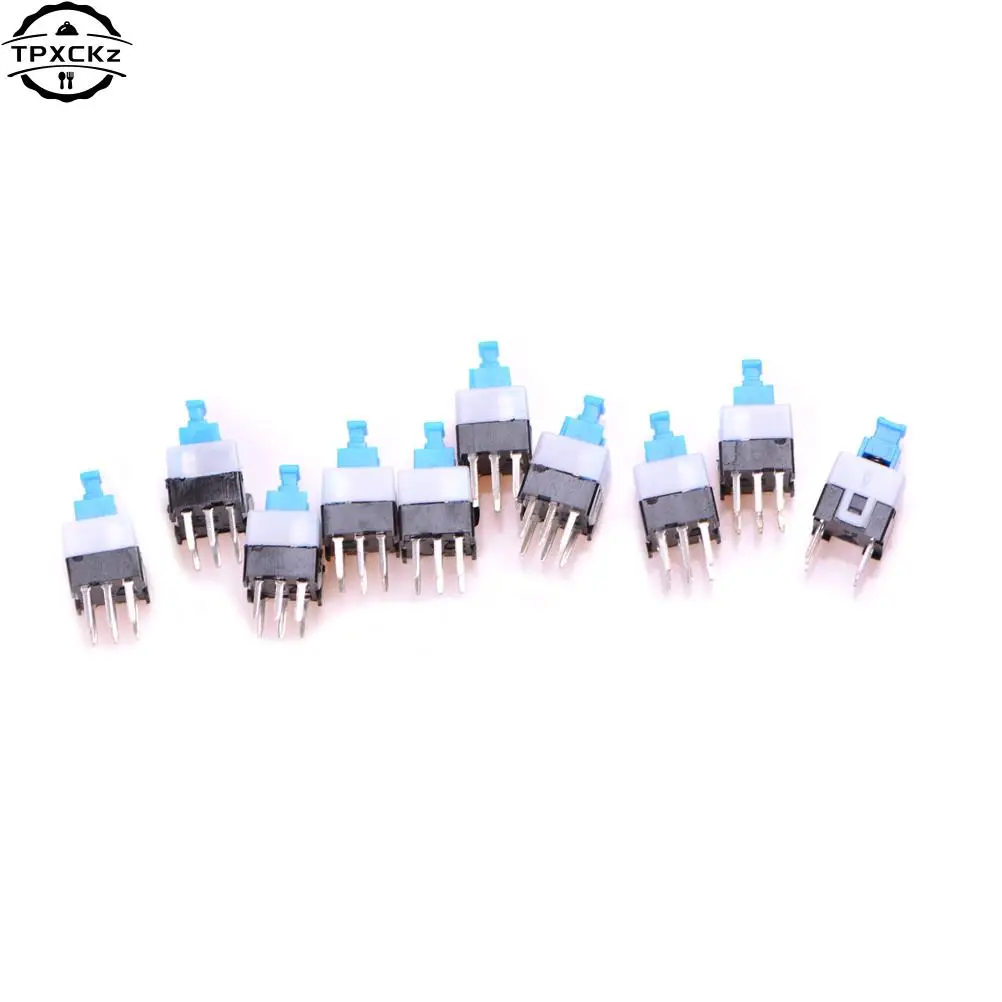 10pcs 6Pin Push Tactile Power Micro Switch Self lock On/Off button Latching switch 7*7MM