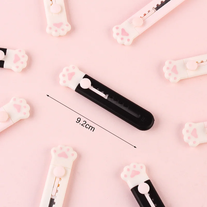 2023 Kawaii Cat Paw Stationery knife Pink Mini Utility knife Pocket Folding Cutter Letter Pen Envelope Opener Express Box Knife