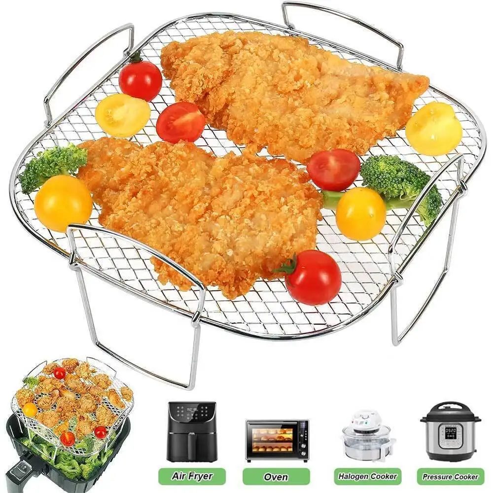 Air Grill Stainless Steel Steamer Rack Home Electric Fryer Accessories US