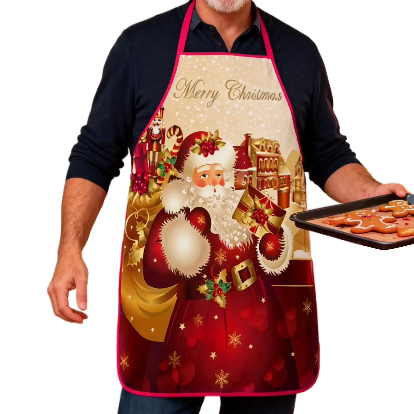 Funny Christmas Aprons Waterproof Bib Cooking Chef Decorative Cooking Aprons For Men Women Bakers Wife Husband Family Baking