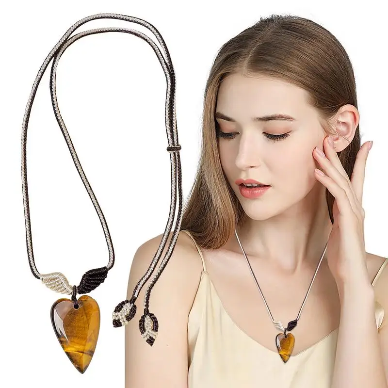 Natural Crystal Necklace Gemstone Pendant With Tiger's Eye Crystals Portable Lightweight Women's Pendant Necklaces