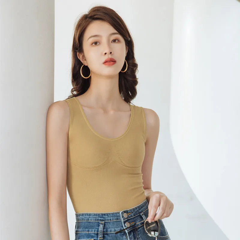 

Высокоэластичное термобелье, топы, женские однотонные бархатные теплые осенне-зимние ветрозащитные мягкие майки скульптурным подогревом, уютные