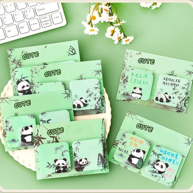 ملاحظات كرتون باندا لزجة 60sheets 50x50mm ملاحظات adheive ملاحظات صغيرة تذكير مذكرات الجيب على مخطط دفتر