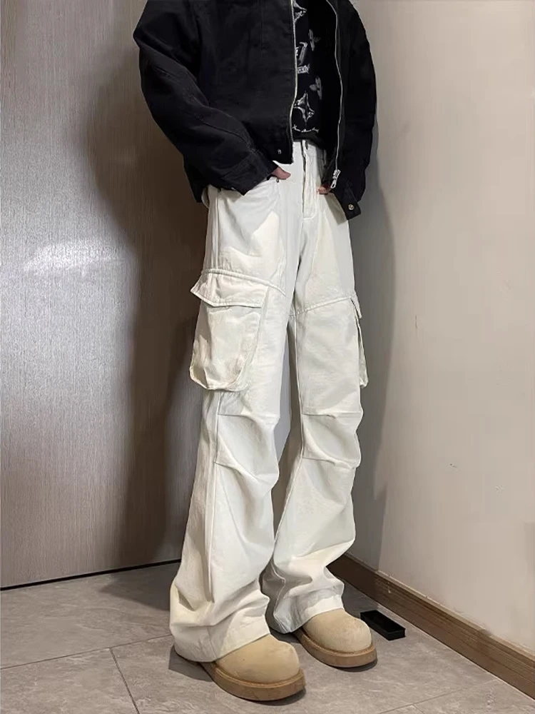 

American Retro Paratrooper Workwear Pants Men's Spring Autumn Multi-ket Straight Leg Logging Cleanfit Casual Long Trousers