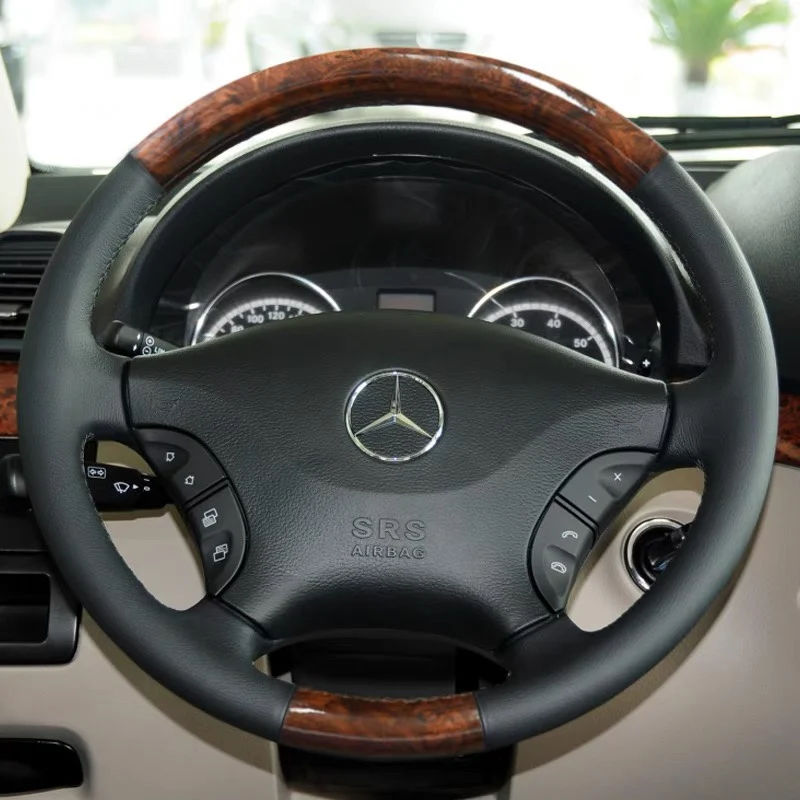 Hand-stitch Genuine Leather peach wood color Steering Wheel Cover For Mercedes Benz Viano W639 Vito 2003-2014 Sprinter 2006-2013