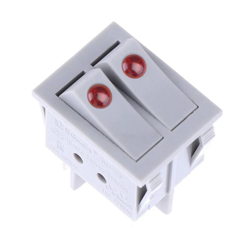 RK1-23 Double Button Switch Rocker Switch For Warmer Oil Heater With Light On-Off High Temperature Resistance 16A