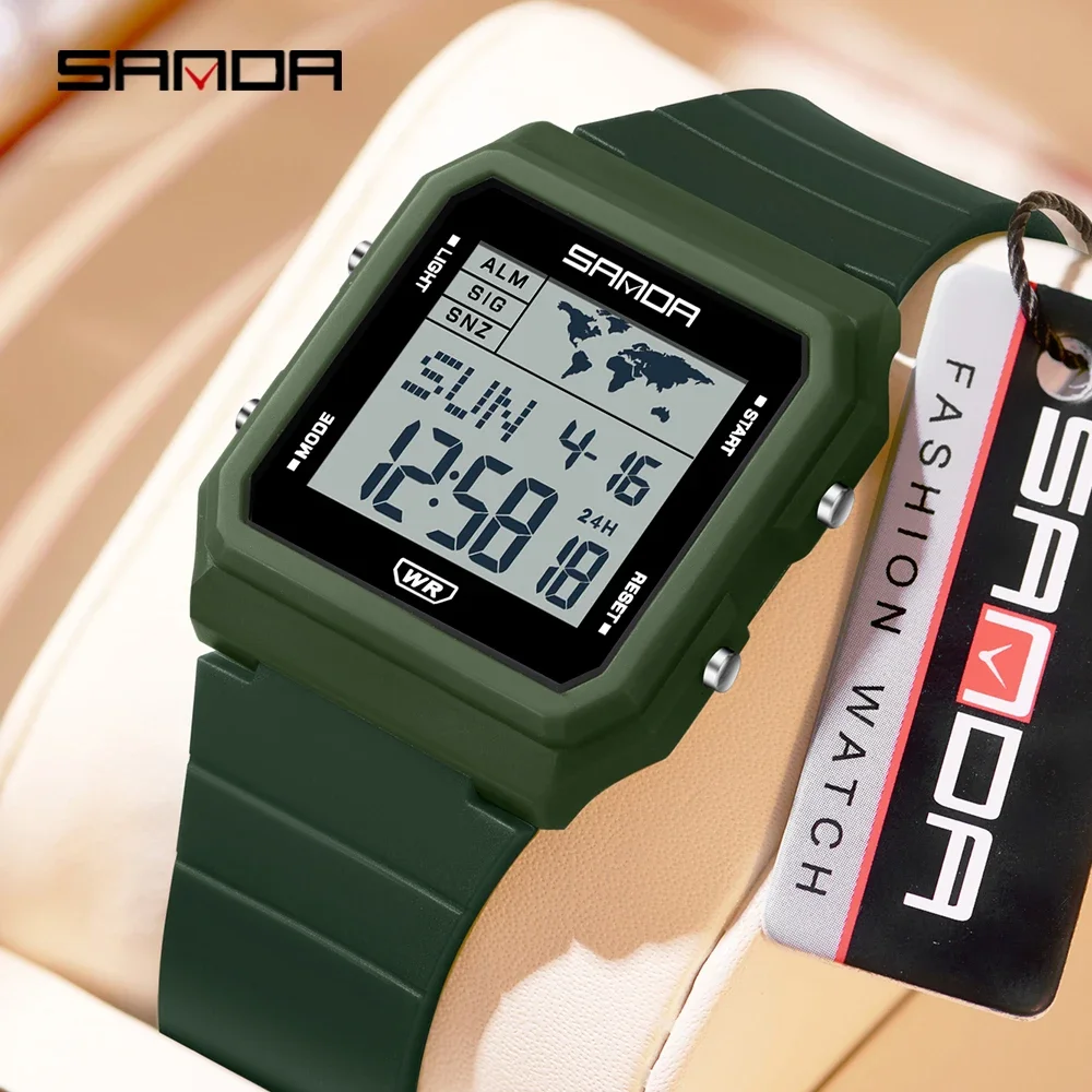 SANDA 2217 New Men's Fashion Electronic Watch Multi Functional Alarm Clock Timer Night Light Waterproof Digital Watch