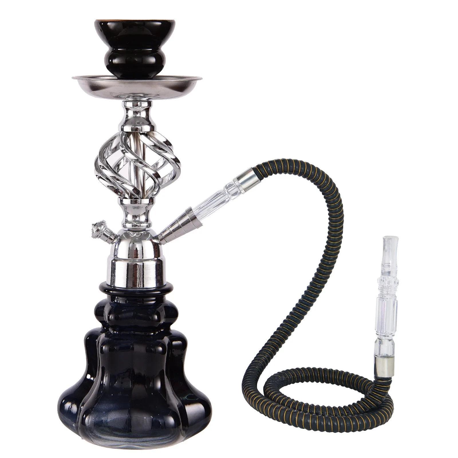 Hookah Shisha Complete Set Single Hose Glass Base Twist Metal Stem Arabic Hookah Narguile Smoking Accessories For Home Bar Party