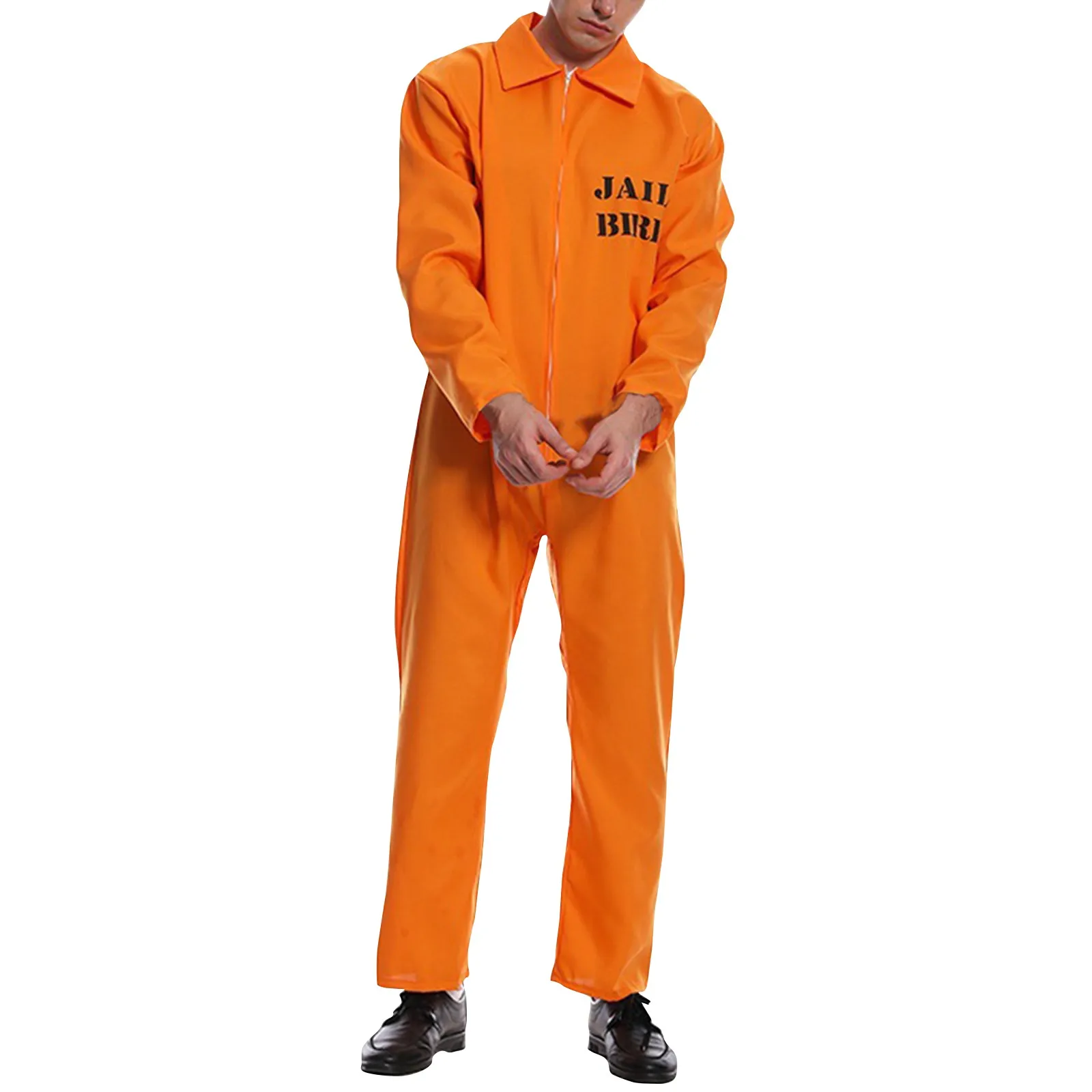 Passendes Halloween-Kostüm, Reißverschluss, langärmelig, Reverskragen, Gefangener-Overall, Cosplay, Party-Outfit, Herren-Gefangene-Kleidung, Cos