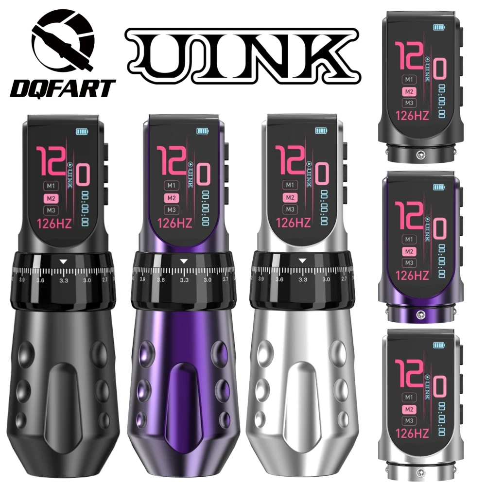 DQFART UINK New In T9Pro Two Batteries Detachable Electric Wireless Tattoo Machine First Choice For Professional Tattoo Artists