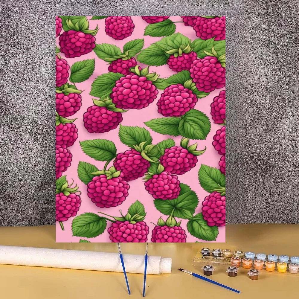 Fresh Avocado Fruit Raspberry Berry Oil Painting By Numbers Modern Wall Decor for Living Room Bedroom Perfect Gift Unframed