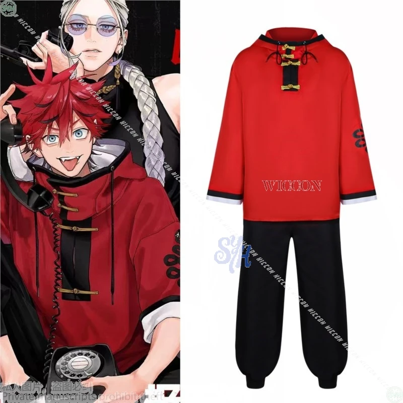 أنيمي Gokurakugaiii تأثيري ألما زي الأحمر البلوز السراويل فاسق موضة Y2k موحدة الباروكات هالوين عيد الميلاد لعب الأدوار كوس #2
