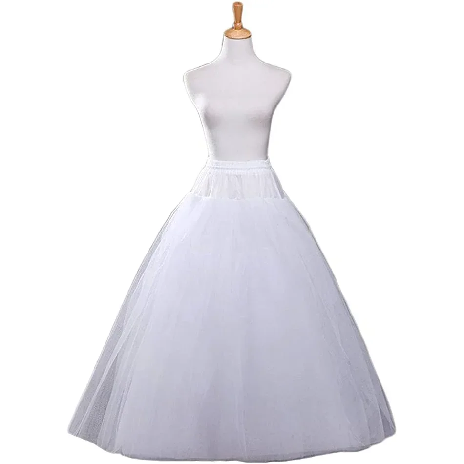 A-line Cheap Hoopless Long Ball Gown Petticoat Crinoline Underskirt Slips for Wedding Dress