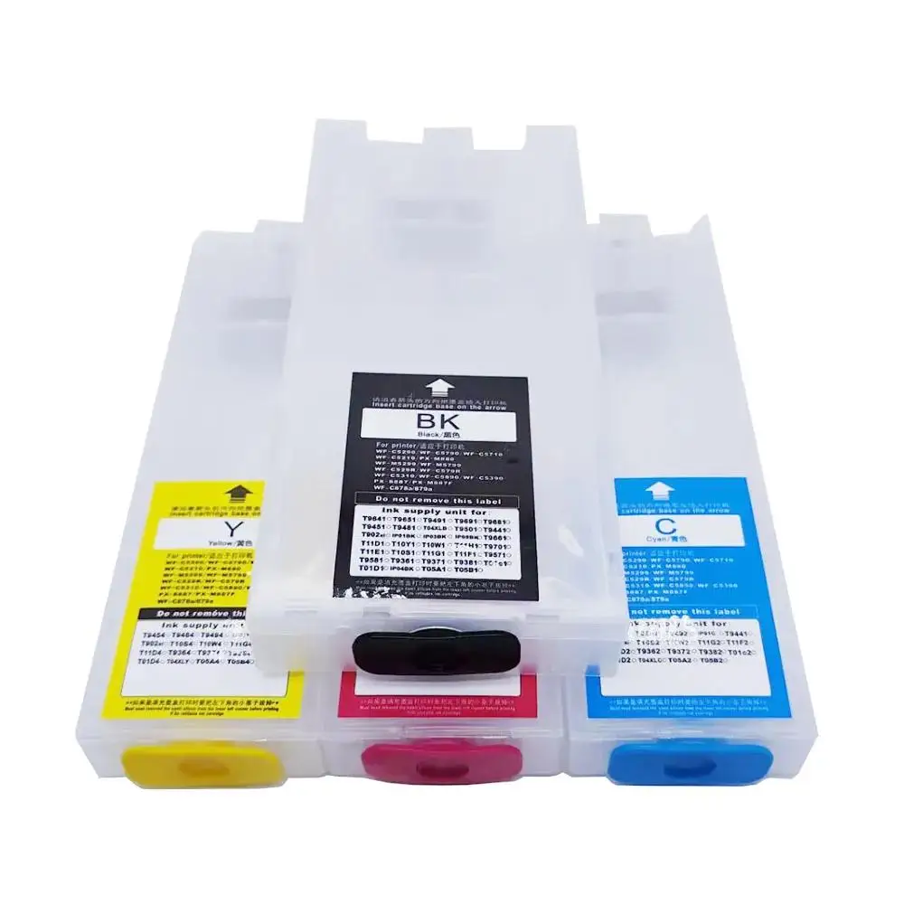 Refillable Ink Cartridge Without Chip for Epson WorkForce Pro WF-C5290 WF-C5210 WF-C5710 WF-C5790 BK 600ml CMY 320ml