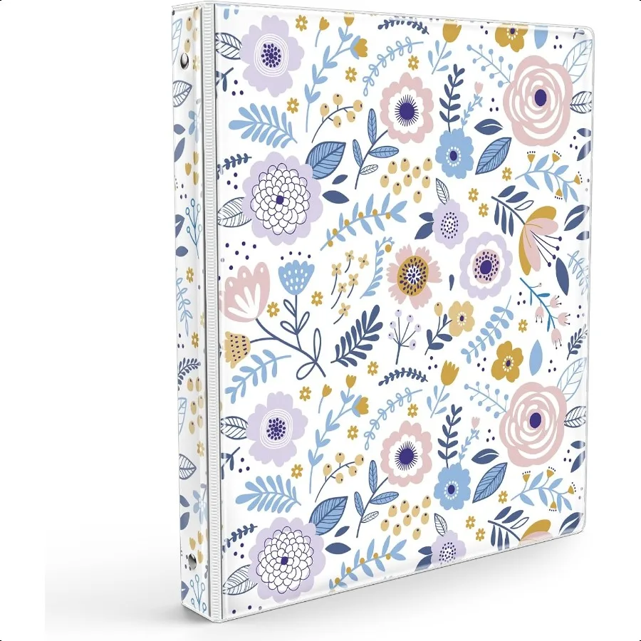 

Цветочная папка с 3 кольцами, 1-дюймовая декоративная папка для рецептов, записей клиента с прозрачными внутренними карманами для бумаги LetterSize 11 x 8,5