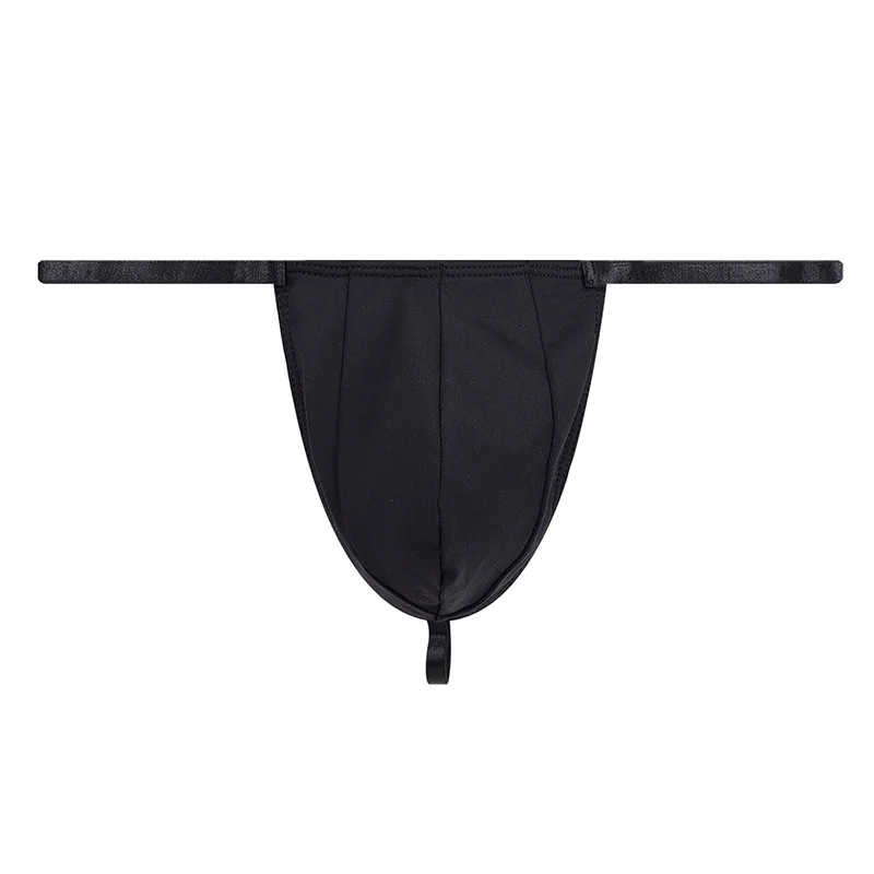 

Men's Nylon T-Back Thong Low Waist Sexy Underwear with Antibacterial U-Pouch Underpants Youth Fashion U Convex Pouch Daily Wear