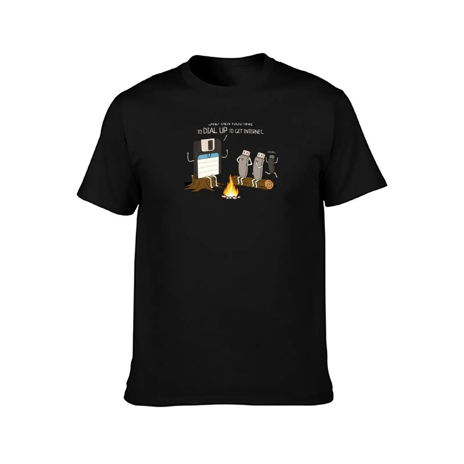 Campfire Tales of Dial Up Internet Funny Computer Nerd T-Shirt Breathable Basic Cotton T-Shirt