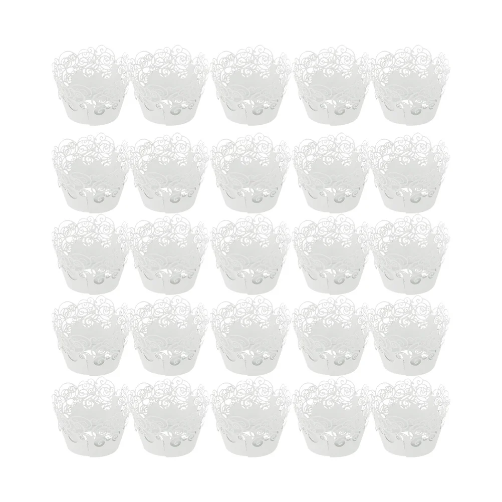 

25 Pcs Liner Lace Paper Holder Bake Cake Cups Muffin White Baking Cupcake Liners