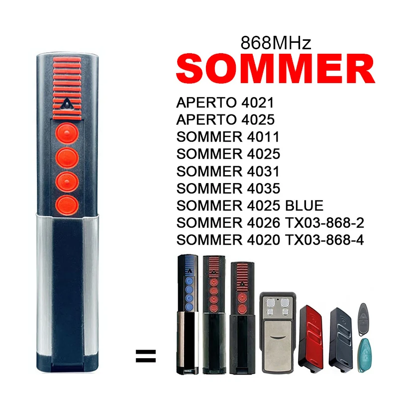 Imagem -03 - Sommer Controle Remoto Porta da Garagem Comando Sommer 4020 4025 4026 Tx038682 Tx039684 Abridor de Porta da Garagem Transmissor 868mhz