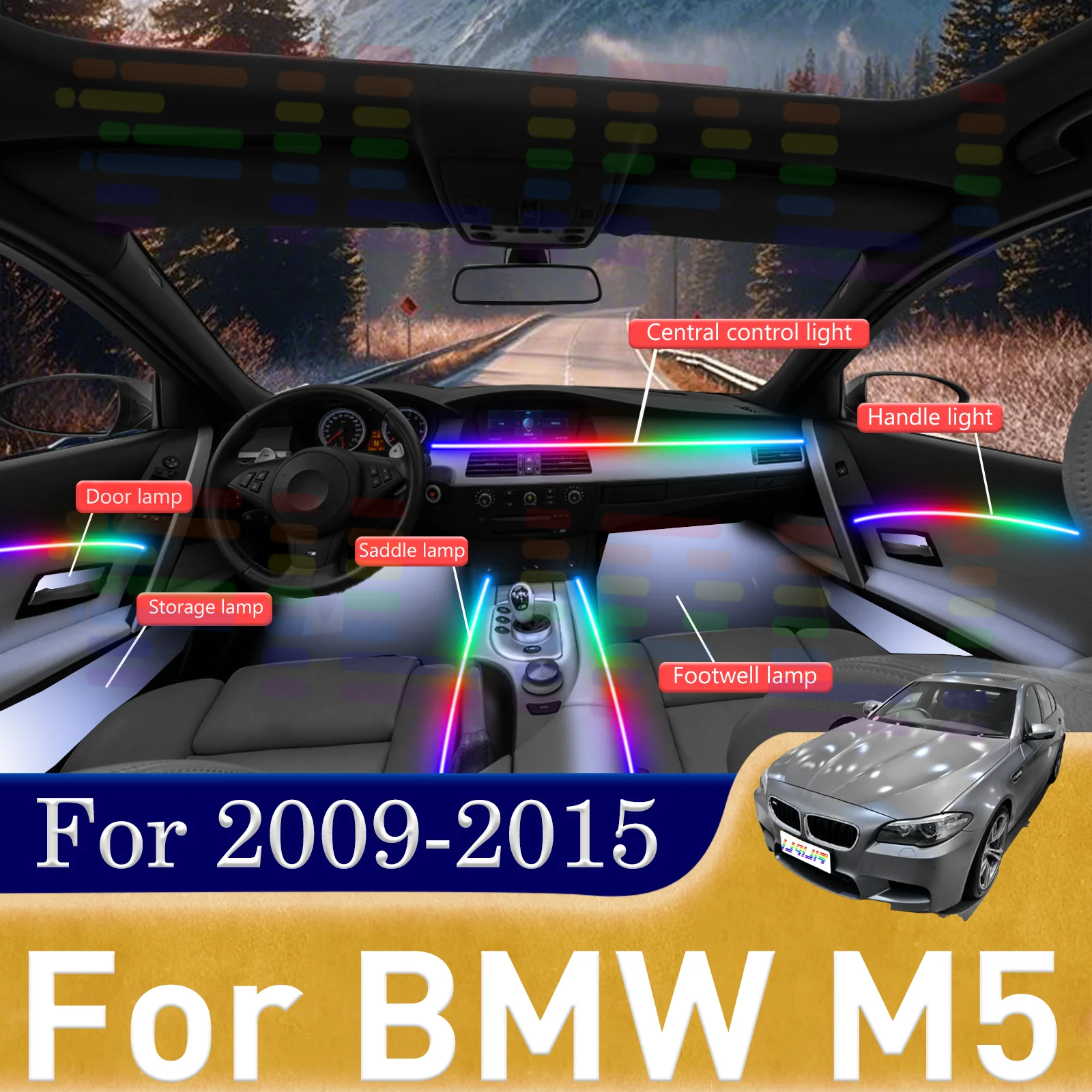 لسيارة BMW M5 F10 F11 الخيار الأكثر ذكاءً لقضبان LED الداخلية للسيارات تتميز بتصميم سهل التركيب