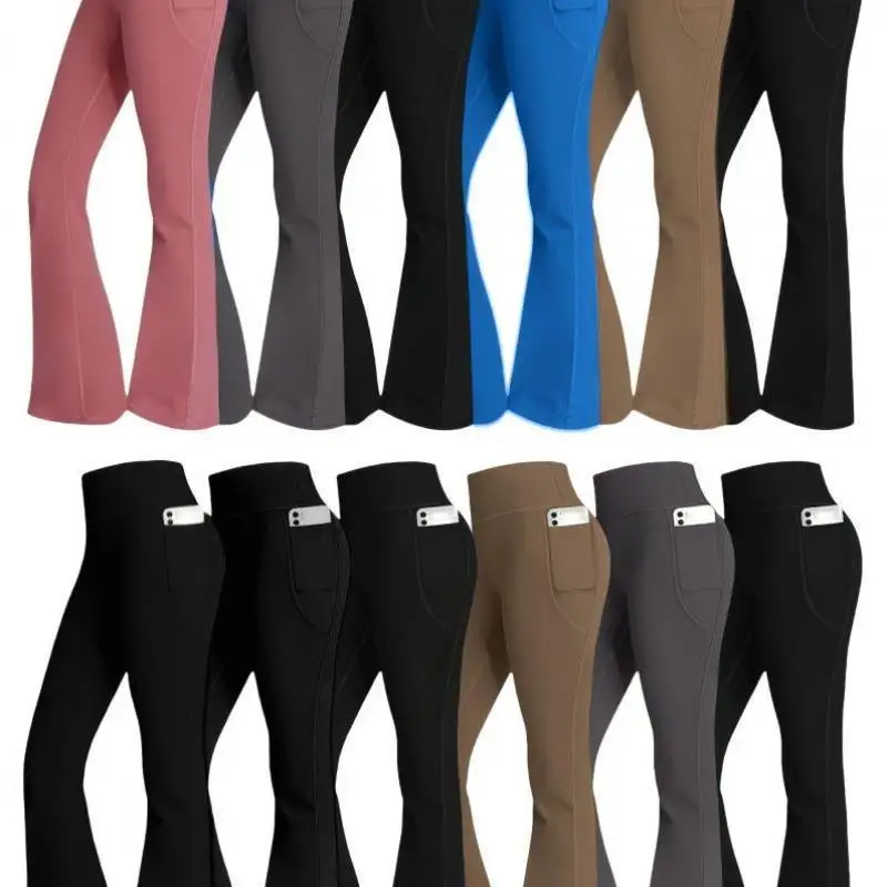 

Комплект из 3 предметов: леггинсы с высокой талией и расклешенными штанинами, эластичные в 4 направлениях, облегающие, удобные, дышащие, весенняя мода