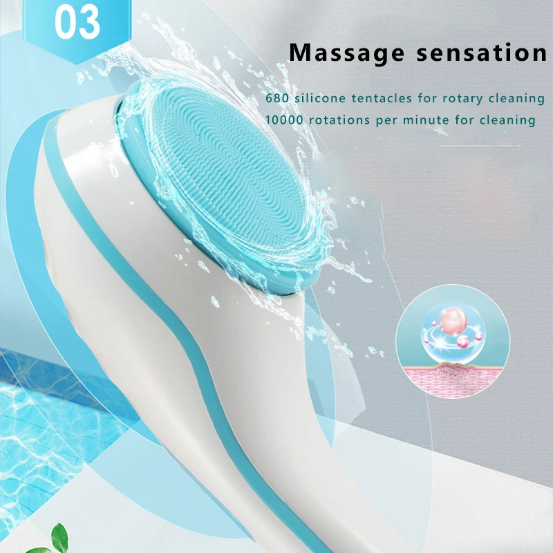 Silicone Electric Shower Brush USB Rechargeable Washer 2-speed Rotating Shower Exfoliating Sponge Waterproof Body Cleaning Brush