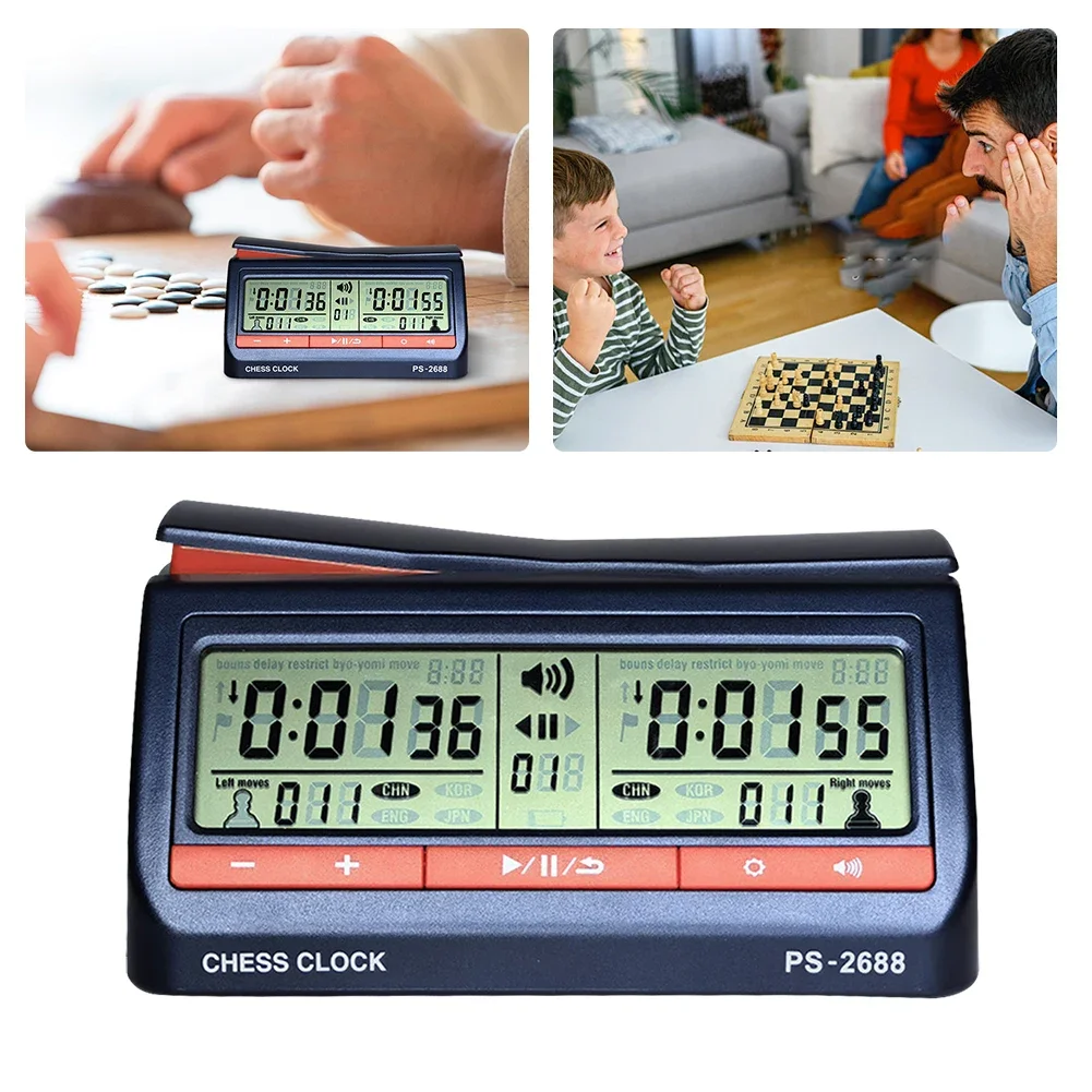 Chess Digital Timer Professional Advanced Countdown Clock with Bonus Delayed 3-in-1 USB Charging Stopwatch for Family Match