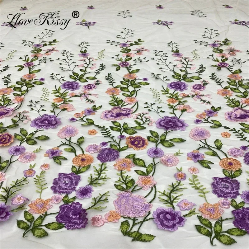 High Quality Lace 5 Yards Spot Wholesale Small Floral Embroidery Lace Fabric Dress10 Colors Embroidery Fabric Wide:125CM