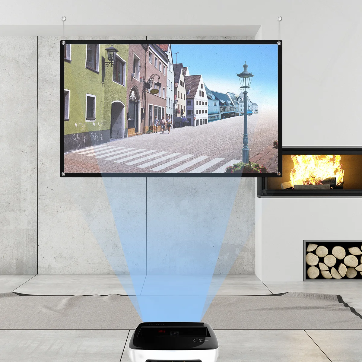 

Portable Anti-Crease Projector Screen Premium Material Easy Install Business Education Gaming Classroom Conference