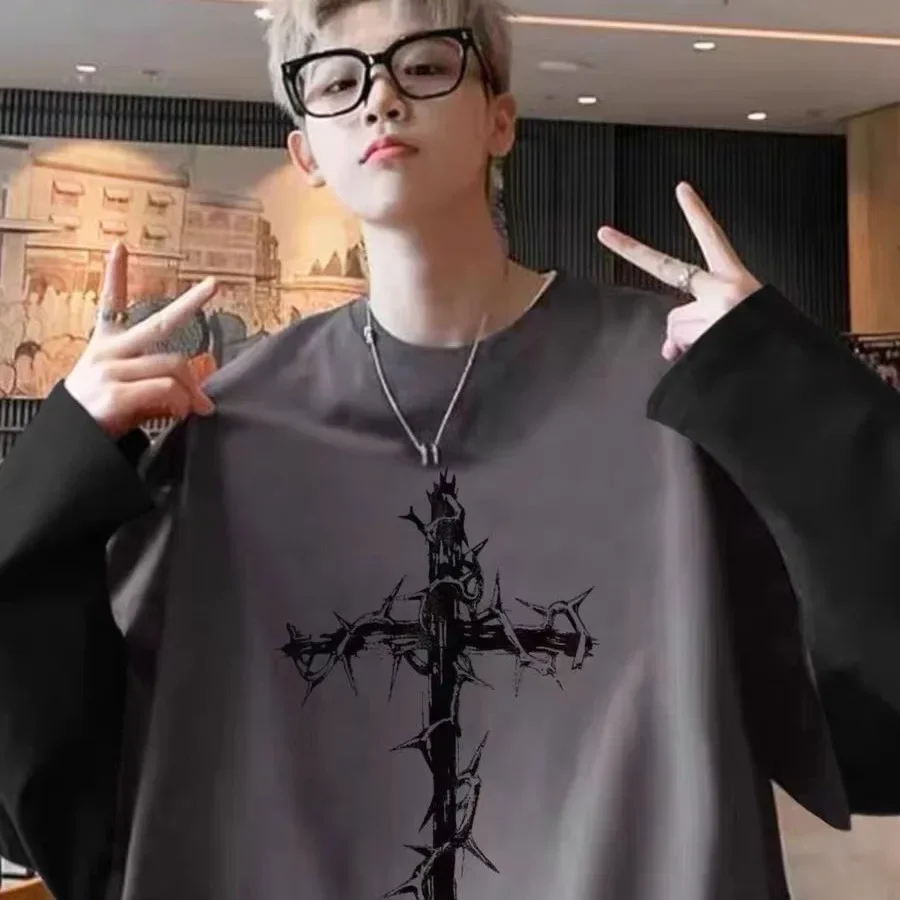 للجنسين طاقم الرقبة تي شيرت الصيف نمط جديد عصري متعدد الاستخدامات عادية جولة الرقبة الأعلى للرجال والنساء إلكتروني طباعة بسيطة Desi